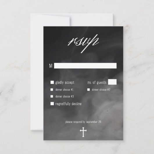 Gothic Black & White Friedhof bis zum Abendessen RSVP Karte (Rückseite)