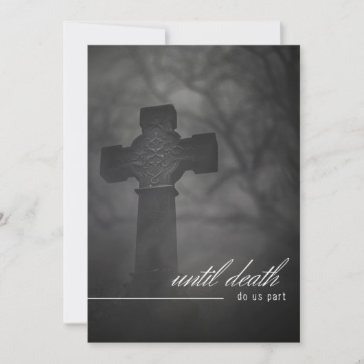 Gothic Black & White Friedhof bis zum Tode Hochzei Einladung (Vorderseite)