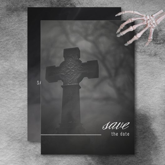 Gothic Black & White Friedhof bis zum Tode Hochzei Save The Date