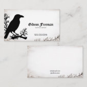 Gothic Black & White Gritty Texture Crow Tattoo Visitenkarte (Vorne/Hinten)