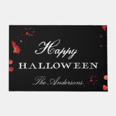 Gothic Black & White Happy Halloween Personalisier Fußmatte (Vorderseite)