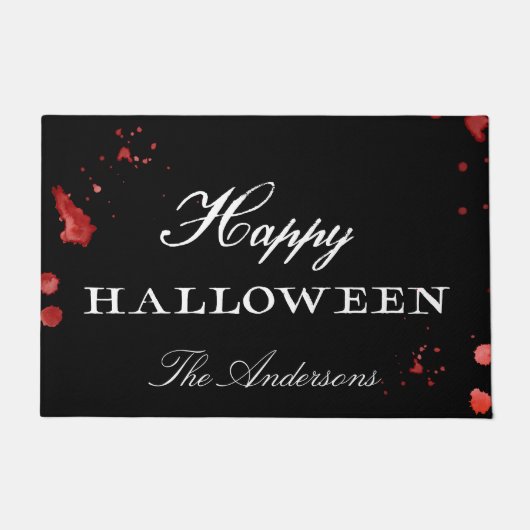 Gothic Black & White Happy Halloween Personalisier Fußmatte (Vorderseite)