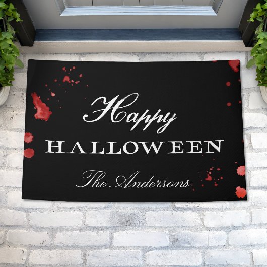 Gothic Black & White Happy Halloween Personalisier Fußmatte