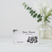 Gothic Black & White Rose Tattoo Artist Visitenkarte (Stehend Vorderseite)