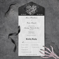 Gothic Black & White Skeleton Couple Dinner