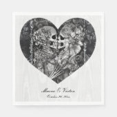 Gothic Black & White Skeleton Couple Wedding Serviette (Vorderseite)