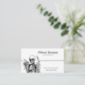 Gothic Black & White Skeleton Tattoo Artist Visitenkarte (Stehend Vorderseite)