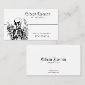 Gothic Black & White Skeleton Tattoo Artist Visitenkarte (Vorne/Hinten)