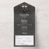 Gothic Black & White Skulls & Heart Dinner All In One Einladung (Innen Boden)