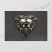 Gothic Black & White Skulls & Heart Empfang Begleitkarte (Rückseite)