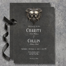 Gothic Black & White Skulls & Heart Wedding