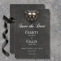 Gothic Black & White Skulls & Heart Wedding
