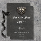Gothic Black & White Skulls & Heart Wedding Save The Date