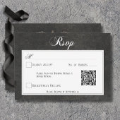 Gothic Black & White Skulls Herz Hochzeit QR Code RSVP Karte