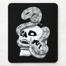 Gothic Black & White Snake und Skull Dark Art