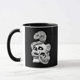 Gothic Black & White Snake und Skull Dark Art Tasse