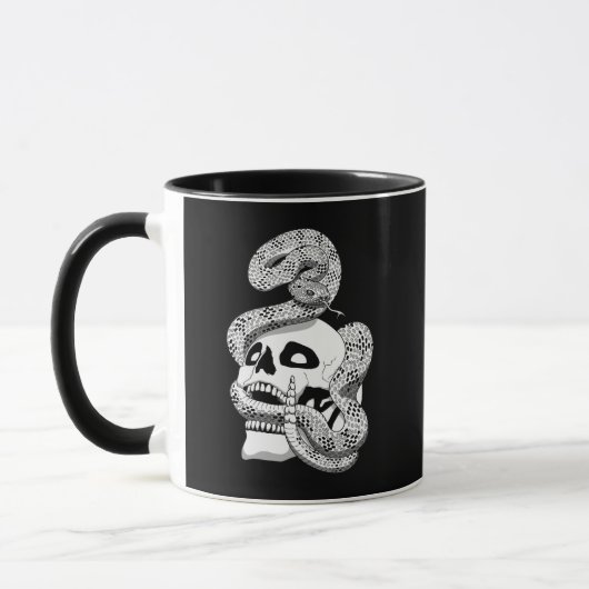 Gothic Black & White Snake und Skull Dark Art Tasse (Links)