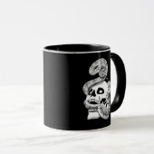 Gothic Black & White Snake und Skull Dark Art Tasse (VorderseiteRechts)