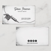 Gothic Black & White Tattoo Machine Visitenkarte (Vorne/Hinten)
