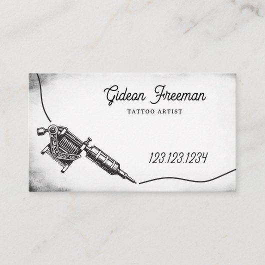 Gothic Black & White Tattoo Machine Visitenkarte (Vorderseite)