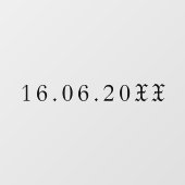 Gothic Blackletter Numerisches Hochzeitdatum Fensteraufkleber (Blatt)