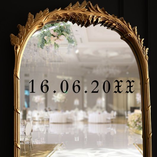 Gothic Blackletter Numerisches Hochzeitdatum Fensteraufkleber