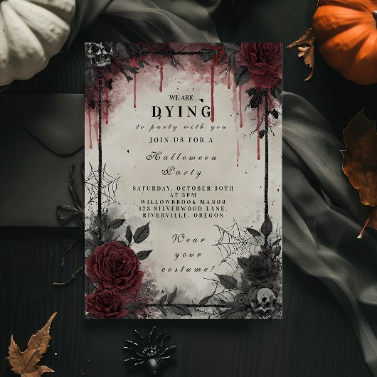 Gothic Blood Rose Halloween-Party Einladung