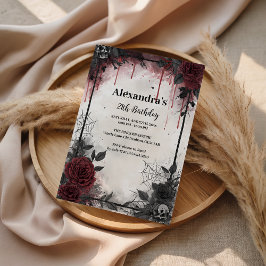 Gothic Blood Roses Birthday Einladung