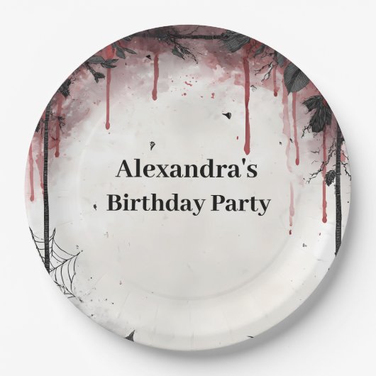 Gothic Blood Roses Birthday Pappteller (Vorderseite)