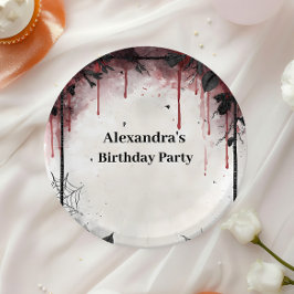 Gothic Blood Roses Birthday Pappteller