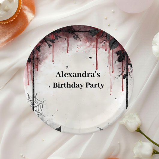 Gothic Blood Roses Birthday Pappteller