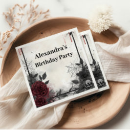 Gothic Blood Roses Birthday Serviette