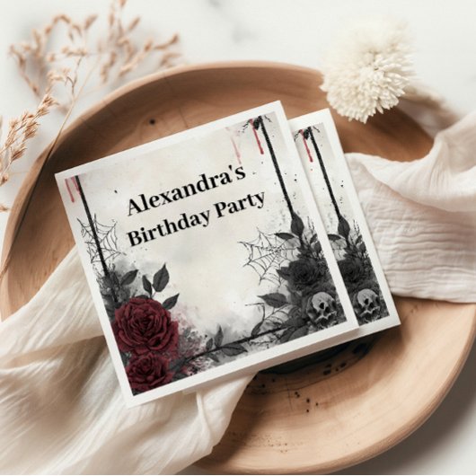 Gothic Blood Roses Birthday Serviette