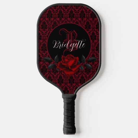 Gothic Bloody Rose Monogram Pickleball Schläger (Vorderseite)