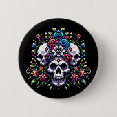 Gothic Bloom - Mystische Blumenschelle Pixel Art Button (Vorderseite)