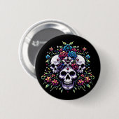 Gothic Bloom - Mystische Blumenschelle Pixel Art Button (Vorne & Hinten)