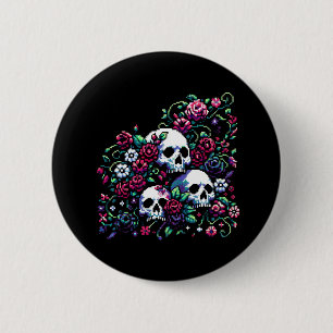 Gothic Bloom - Mystische Blumenschelle Pixel Art Button