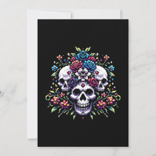 Gothic Bloom - Mystische Blumenschelle Pixel Art Feiertagskarte