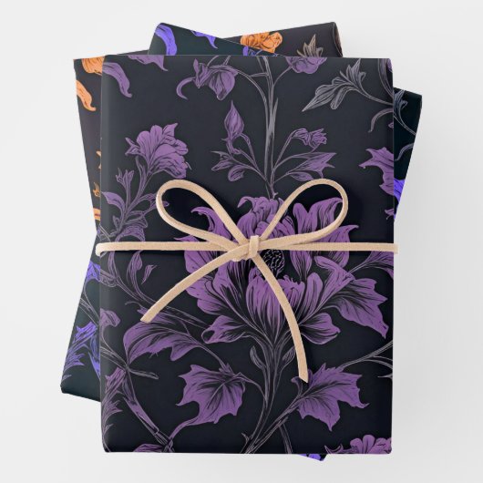 Gothic Bloral Black Geschenkpapier Blätter (Beispiel)