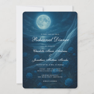 Gothic Blue Beach Mond Skelett Probeessen Einladun Einladung