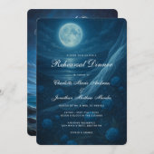 Gothic Blue Beach Moon Skeleton Rehearsal Dinner Einladung (Vorne/Hinten)