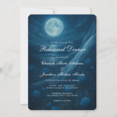 Gothic Blue Beach Moon Skeleton Rehearsal Dinner Einladung (Vorderseite)
