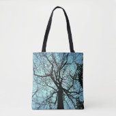 Gothic Blue Black Tree Abstrakt Tote Bag Tasche (Vorderseite)