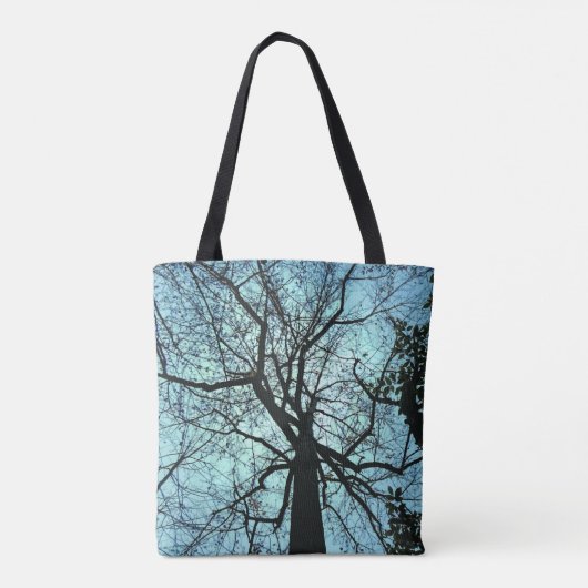 Gothic Blue Black Tree Abstrakt Tote Bag Tasche (Rückseite)