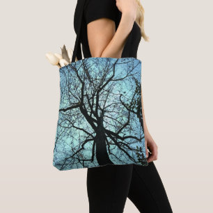 Gothic Blue Black Tree Abstrakt Tote Bag Tasche
