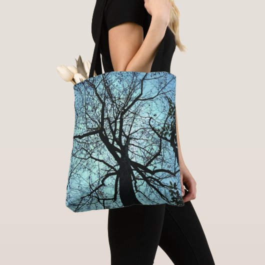 Gothic Blue Black Tree Abstrakt Tote Bag Tasche (Von Nahem)