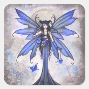 Gothic-Blue-Feeen-Art-Aufkleber Quadratischer Aufkleber