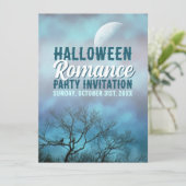 Gothic Blue Full Moon für Hochzeiten & Halloween Einladung (Stehend Vorderseite)