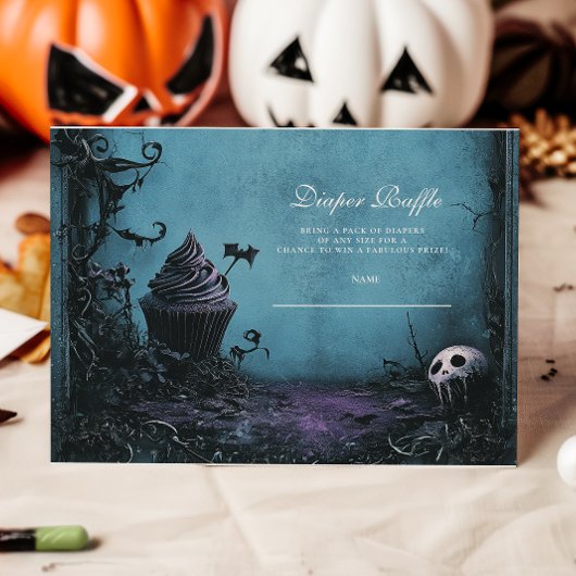 Gothic Blue Halloween Diapper Raffle Begleitkarte