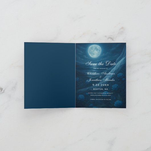 Gothic Blue Skeleton Couple Wedding Save the Date Ankündigung (Innenseite)